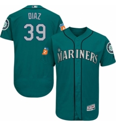 Men's Majestic Seattle Mariners #39 Edwin Diaz Teal Green Alternate Flex Base Authentic Collection MLB Jersey