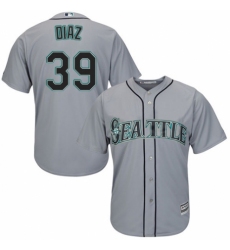 Youth Majestic Seattle Mariners #39 Edwin Diaz Authentic Grey Road Cool Base MLB Jersey