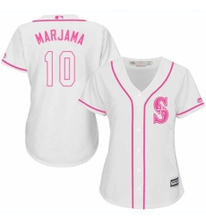 Women's Majestic Seattle Mariners #10 Mike Marjama Authentic White Fashion Cool Base MLB Jersey