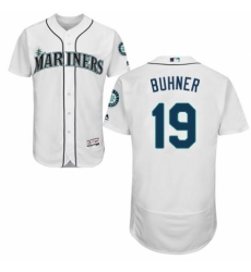 Men's Majestic Seattle Mariners #19 Jay Buhner White Home Flex Base Authentic Collection MLB Jersey