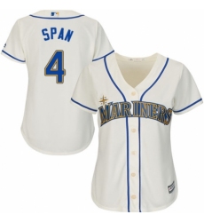 Women's Majestic Seattle Mariners #4 Denard Span Replica Cream Alternate Cool Base MLB Jersey