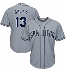 Men's Majestic San Diego Padres #13 Freddy Galvis Replica Grey Road Cool Base MLB Jersey