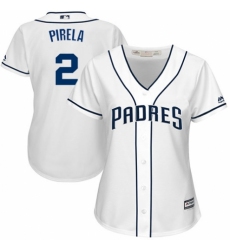 Women's Majestic San Diego Padres #2 Jose Pirela Replica White Home Cool Base MLB Jersey