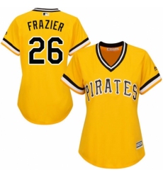Women's Majestic Pittsburgh Pirates #26 Adam Frazier Replica Gold Alternate Cool Base MLB Jersey