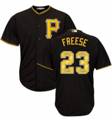 Men's Majestic Pittsburgh Pirates #23 David Freese Authentic Black Team Logo Fashion Cool Base MLB Jersey