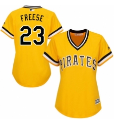 Women's Majestic Pittsburgh Pirates #23 David Freese Replica Gold Alternate Cool Base MLB Jersey