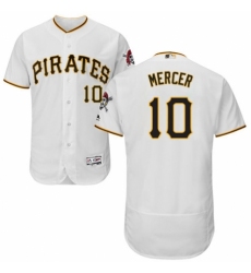 Men's Majestic Pittsburgh Pirates #10 Jordy Mercer White Home Flex Base Authentic Collection MLB Jersey