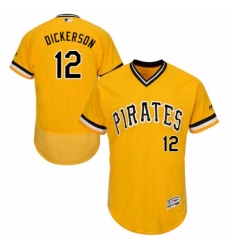 Men's Majestic Pittsburgh Pirates #12 Corey Dickerson Gold Alternate Flex Base Authentic Collection MLB Jersey