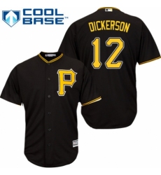 Youth Majestic Pittsburgh Pirates #12 Corey Dickerson Authentic Black Alternate Cool Base MLB Jersey