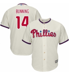 Youth Majestic Philadelphia Phillies #14 Jim Bunning Replica Cream Alternate Cool Base MLB Jersey