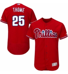 Men's Majestic Philadelphia Phillies #25 Jim Thome Red Alternate Flex Base Authentic Collection MLB Jersey