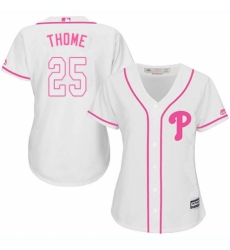 Women's Majestic Philadelphia Phillies #25 Jim Thome Authentic White Fashion Cool Base MLB Jersey