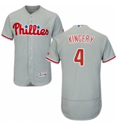 Men's Majestic Philadelphia Phillies #4 Scott Kingery Grey Road Flex Base Authentic Collection MLB Jersey