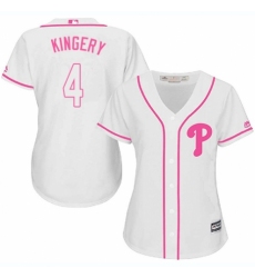 Women's Majestic Philadelphia Phillies #4 Scott Kingery Authentic White Fashion Cool Base MLB Jersey