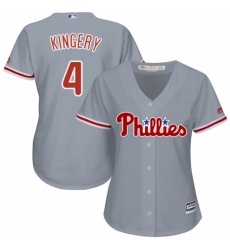 Women's Majestic Philadelphia Phillies #4 Scott Kingery Replica Grey Road Cool Base MLB Jersey
