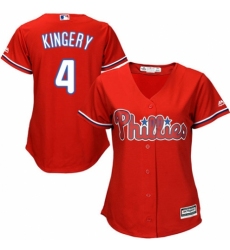 Women's Majestic Philadelphia Phillies #4 Scott Kingery Replica Red Alternate Cool Base MLB Jersey