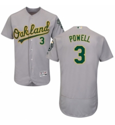 Men's Majestic Oakland Athletics #3 Boog Powell Grey Road Flex Base Authentic Collection MLB Jersey