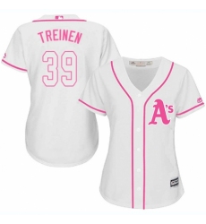 Women's Majestic Oakland Athletics #39 Blake Treinen Authentic White Fashion Cool Base MLB Jersey