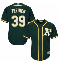Youth Majestic Oakland Athletics #39 Blake Treinen Replica Green Alternate 1 Cool Base MLB Jersey