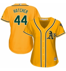 Women's Majestic Oakland Athletics #44 Chris Hatcher Authentic Gold Alternate 2 Cool Base MLB Jersey