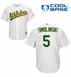 Men's Majestic Oakland Athletics #5 Jake Smolinski Replica White Home Cool Base MLB Jersey