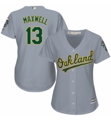 Women's Majestic Oakland Athletics #13 Bruce Maxwell Replica Grey Road Cool Base MLB Jersey