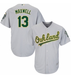 Youth Majestic Oakland Athletics #13 Bruce Maxwell Authentic Grey Road Cool Base MLB Jersey