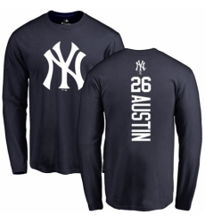 MLB Nike New York Yankees #26 Tyler Austin Navy Blue Backer Long Sleeve T-Shirt