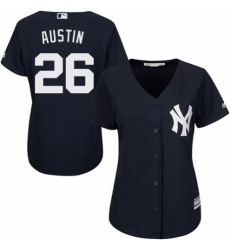 Women's Majestic New York Yankees #26 Tyler Austin Authentic Navy Blue Alternate MLB Jersey