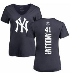 MLB Women's Nike New York Yankees #41 Miguel Andujar Navy Blue Backer T-Shirt