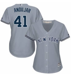 Women's Majestic New York Yankees #41 Miguel Andujar Authentic Grey Road MLB Jersey
