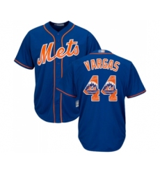 Men's New York Mets #44 Jason Vargas Authentic Royal Blue Team Logo Fashion Cool Base Baseball Jersey