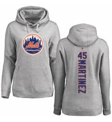 MLB Women's Nike New York Mets #45 Pedro Martinez Ash Backer Pullover Hoodie
