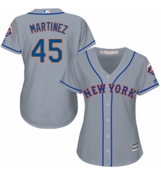 Women's Majestic New York Mets #45 Pedro Martinez Authentic Grey Road Cool Base MLB Jersey