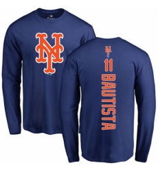 MLB Nike New York Mets #11 Jose Bautista Royal Blue Backer Long Sleeve T-Shirt