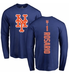MLB Nike New York Mets #1 Amed Rosario Royal Blue Backer Long Sleeve T-Shirt