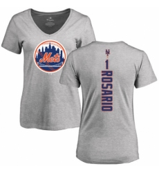 MLB Women's Nike New York Mets #1 Amed Rosario Ash Backer T-Shirt