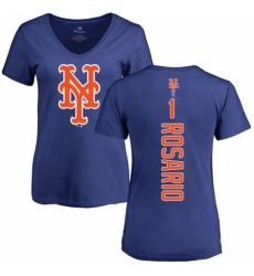 MLB Women's Nike New York Mets #1 Amed Rosario Royal Blue Backer T-Shirt