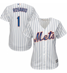 Women's Majestic New York Mets #1 Amed Rosario Authentic White Home Cool Base MLB Jersey