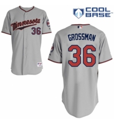 Men's Majestic Minnesota Twins #36 Robbie Grossman Replica Grey Road Cool Base MLB Jersey