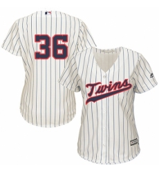 Women's Majestic Minnesota Twins #36 Robbie Grossman Replica Cream Alternate Cool Base MLB Jersey