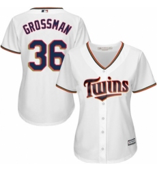 Women's Majestic Minnesota Twins #36 Robbie Grossman Replica White Home Cool Base MLB Jersey