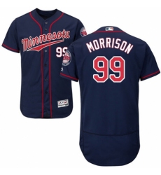 Men's Majestic Minnesota Twins #99 Logan Morrison Authentic Navy Blue Alternate Flex Base Authentic Collection MLB Jersey