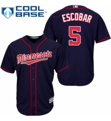 Youth Majestic Minnesota Twins #5 Eduardo Escobar Replica Navy Blue Alternate Road Cool Base MLB Jersey