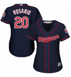 Women's Majestic Minnesota Twins #20 Eddie Rosario Authentic Navy Blue Alternate Road Cool Base MLB Jersey