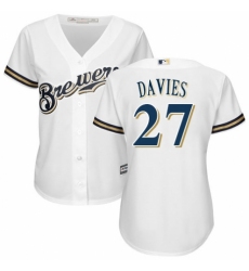 Women's Majestic Milwaukee Brewers #27 Zach Davies Replica Navy Blue Alternate Cool Base MLB Jersey