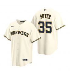 Men's Nike Milwaukee Brewers #35 Brent Suter Cream Home Stitched Baseball Jersey