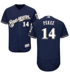 Men's Majestic Milwaukee Brewers #14 Hernan Perez White Alternate Flex Base Authentic Collection MLB Jersey