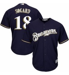 Youth Majestic Milwaukee Brewers #18 Eric Sogard Authentic White Alternate Cool Base MLB Jersey