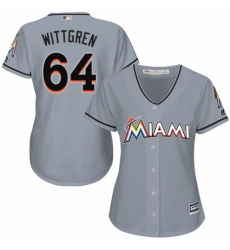 Women's Majestic Miami Marlins #64 Nick Wittgren Authentic Grey Road Cool Base MLB Jersey